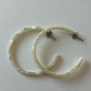 Elegant Cream Hoop Earrings